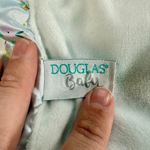 Douglas Baby 15" x 15" Blue Pink White Butterfly Bria Plush Lovey Baby Blanket - Picture 7 of 8